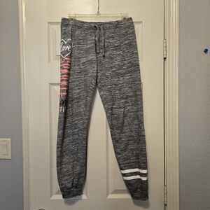 Justice Heather Gray Joggers with Pink and White Details